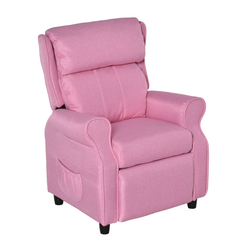HOMCOM kinderbank kinderbank kinderfauteuil stoel ligbank verstelbaar met voetensteun voor 3-8 jaar jongens en meisjes roze 58x53x70cm