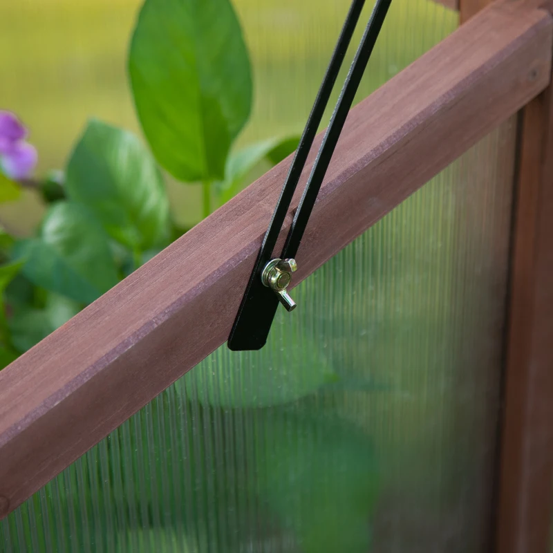 Outsunny Verhoogd frame van hout koude kas kruidenbed voor tuin balkon bruin hout pc-plaat