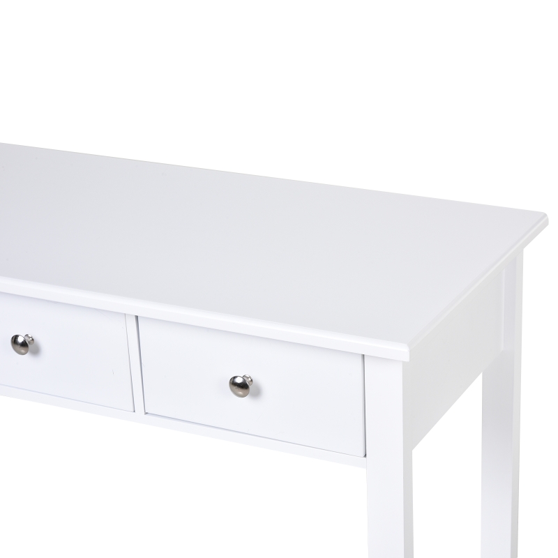 Homcom Consolle con Ripiano inferiore e Cassetto in Legno di Pino Bianco