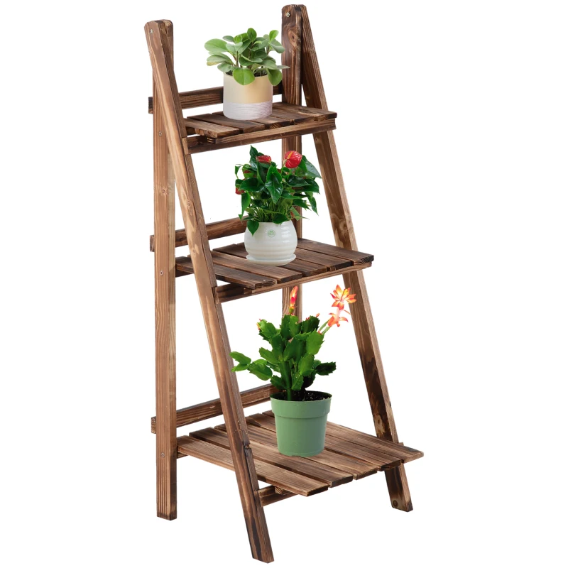 Outsunny STOJAK NA KWIATY REGAŁ 3 PÓŁKI DREWNO