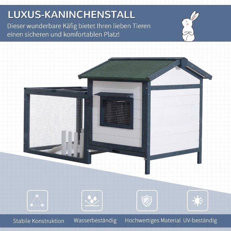 PawHut Konijnenhok, konijnenhok, caviahok, konijnenhok, hok voor kleine dieren, ren