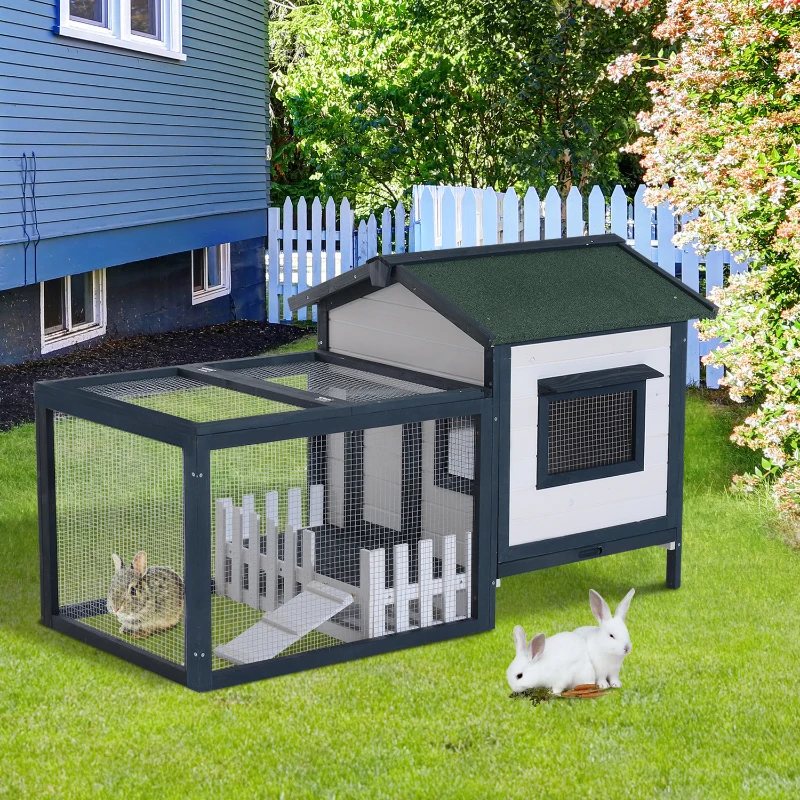 PawHut Konijnenhok, konijnenhok, caviahok, konijnenhok, hok voor kleine dieren, ren
