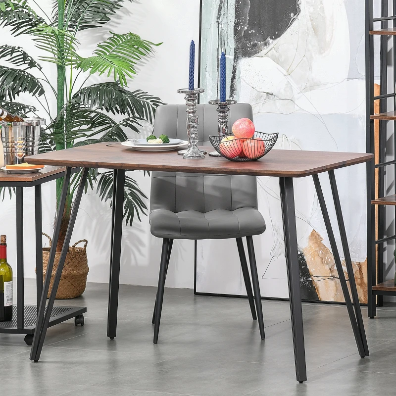 HOMCOM Tavolo da Pranzo Stile Industriale, Tavolo da Cucina Moderno in Legno Rettangolare 120x60x75cm Nero e Color Noce