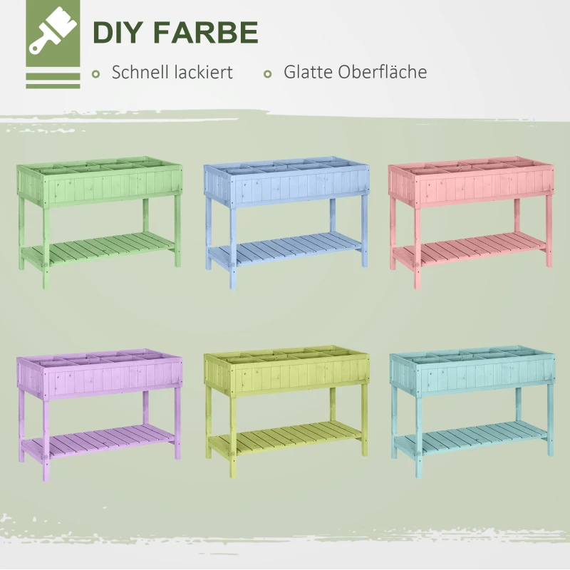 Plantentafel verhoogd bed plantenbak kweektafel 6 x vakken vurenhouten aflegvlak + afvoer