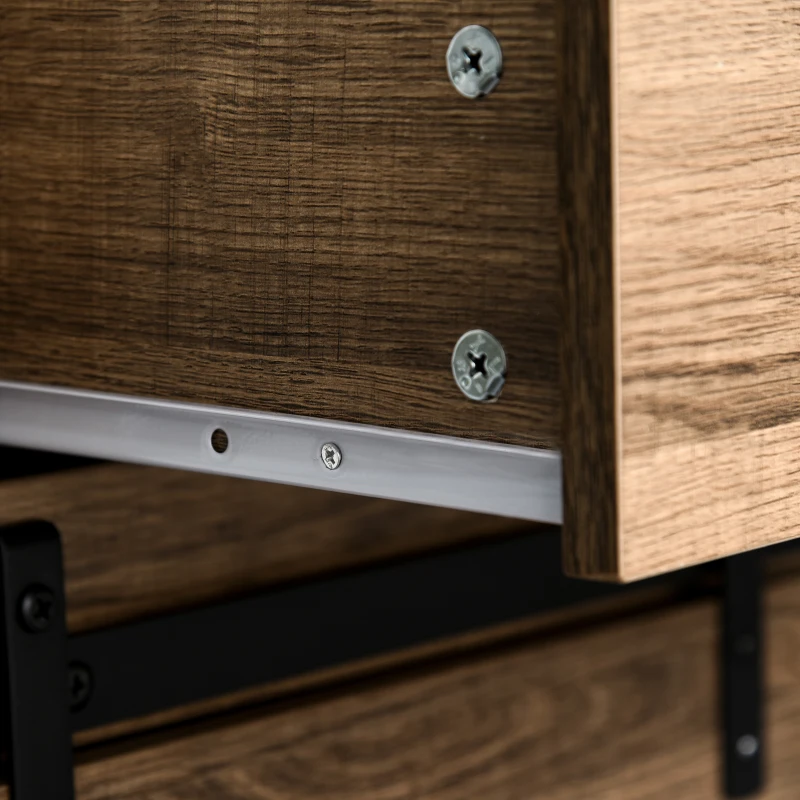 HOMCOM Mobile da Cucina Rustico con 2 Cassetti, Ripiani Aperti e Portabottiglie, Credenza Buffet in Legno e Metallo, 80x39x86 cm, Color legno
