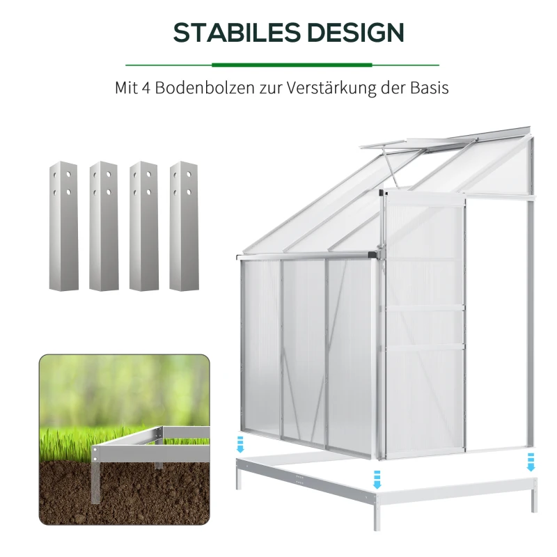 Outsunny aluminiowa szklarnia boczna 192 x 127 x 214 cm z oknem