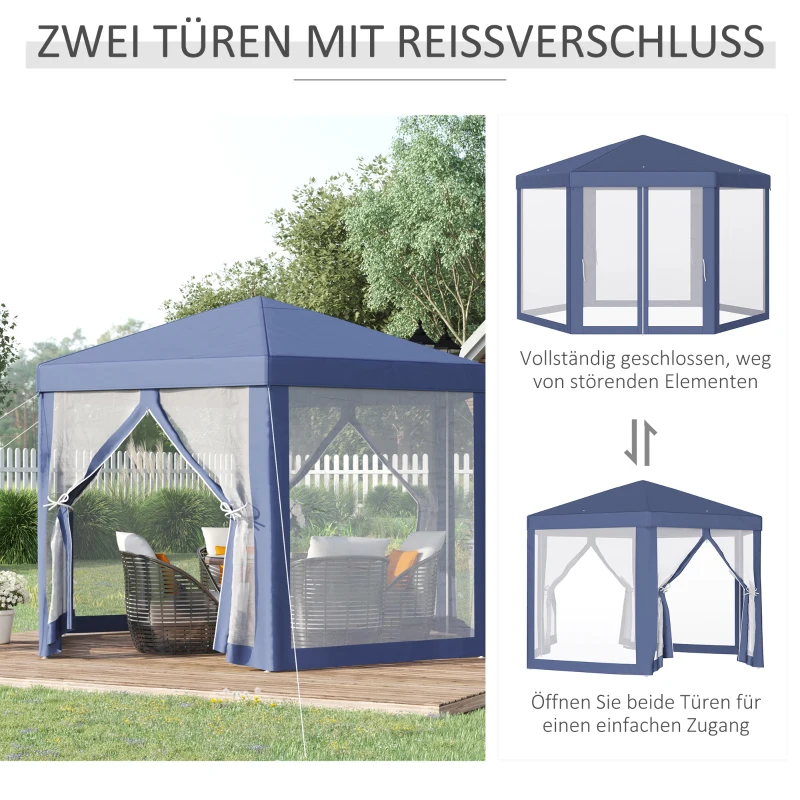 Tuinpaviljoen partytent paviljoen tuintent feesttent 6-hoekig, 3,9x3,9m