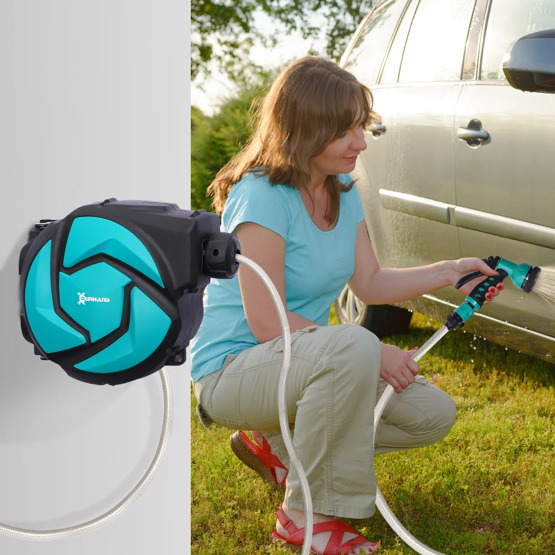 DURHAND® BĘBEN NA WĄŻ ZWIJACZ OBROTOWY 180° OCHRONA PRZED MROZEM -5–45 °C tworzywo zielony + czarny 10 m