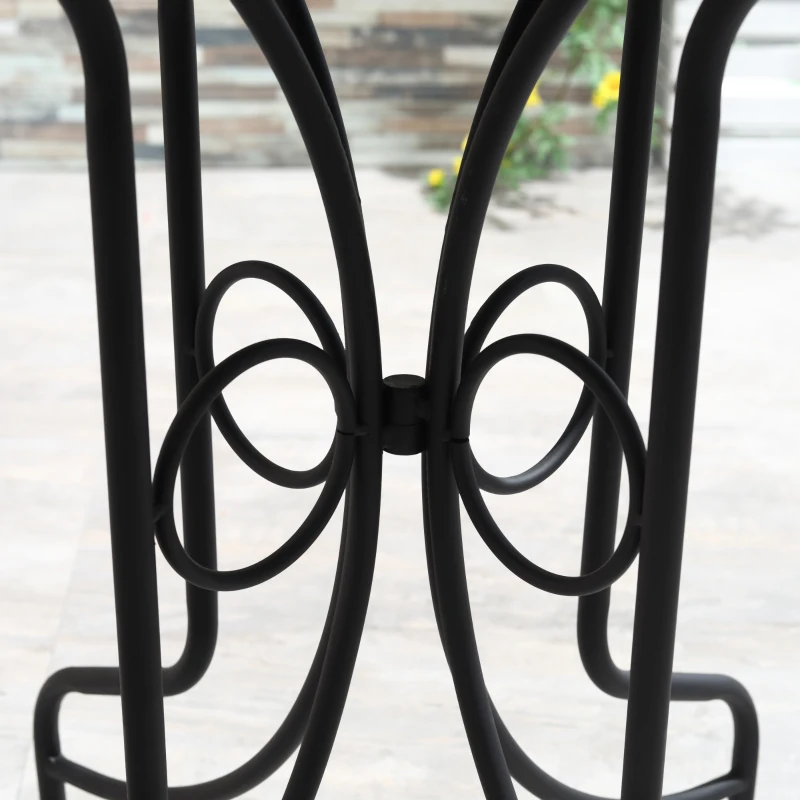 Outsunny 3 Piece Garden Bistro Set, Folding Patio Chairs and Mosaic Tabletop for Outdoor, Balcony, Poolside, Light Blue