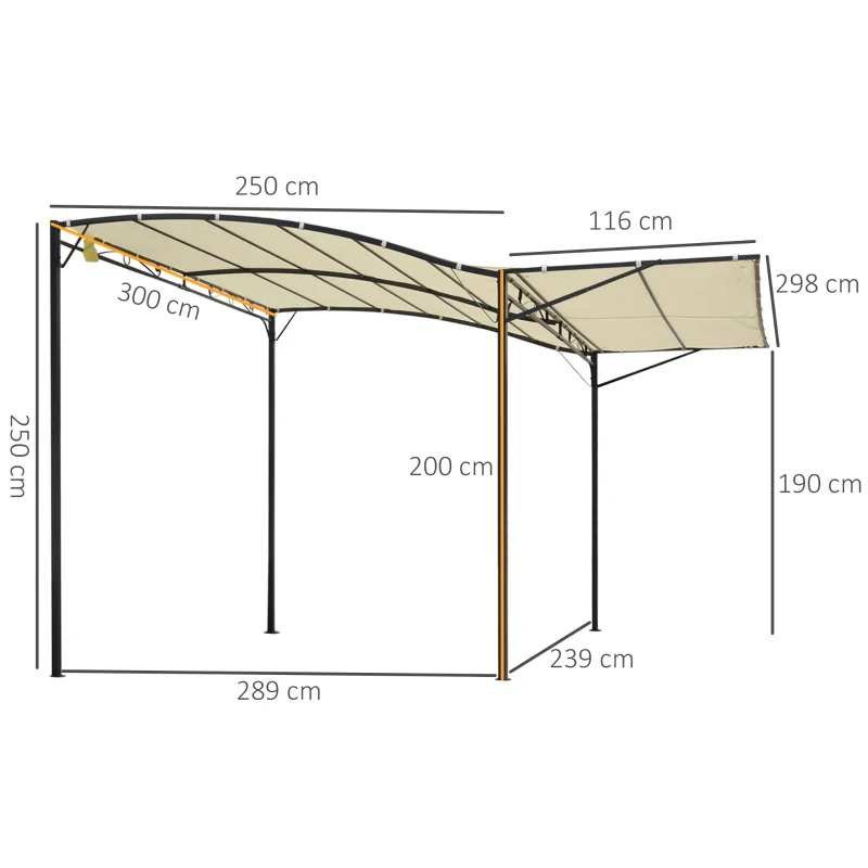 Outsunny Paviljoen tuinpaviljoen zonwering met opklapbaar afdak UV-bescherming 3 x 2,5 m