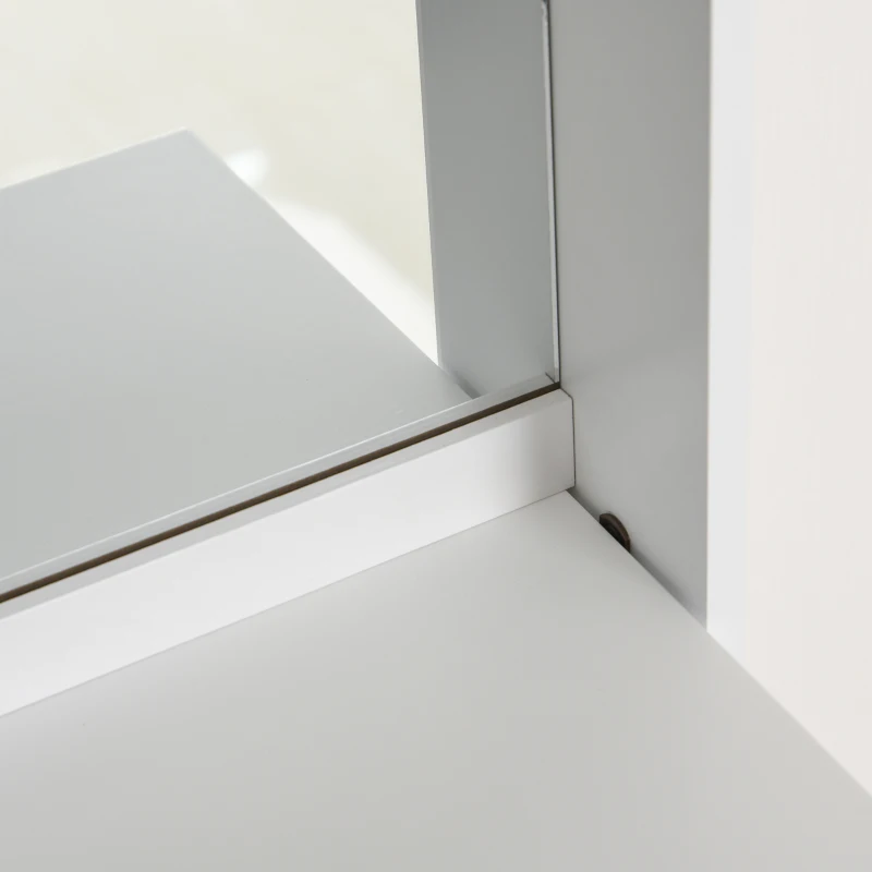 HOMCOM Armadietto Portagioie a Muro con Specchiera, Armadio Porta Gioielli, Organizzatore per Gioielli da Parete in Legno, Bianco