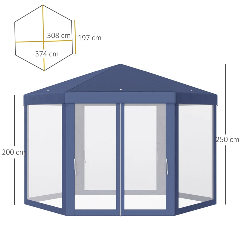 Tuinpaviljoen partytent paviljoen tuintent feesttent 6-hoekig, 3,9x3,9m