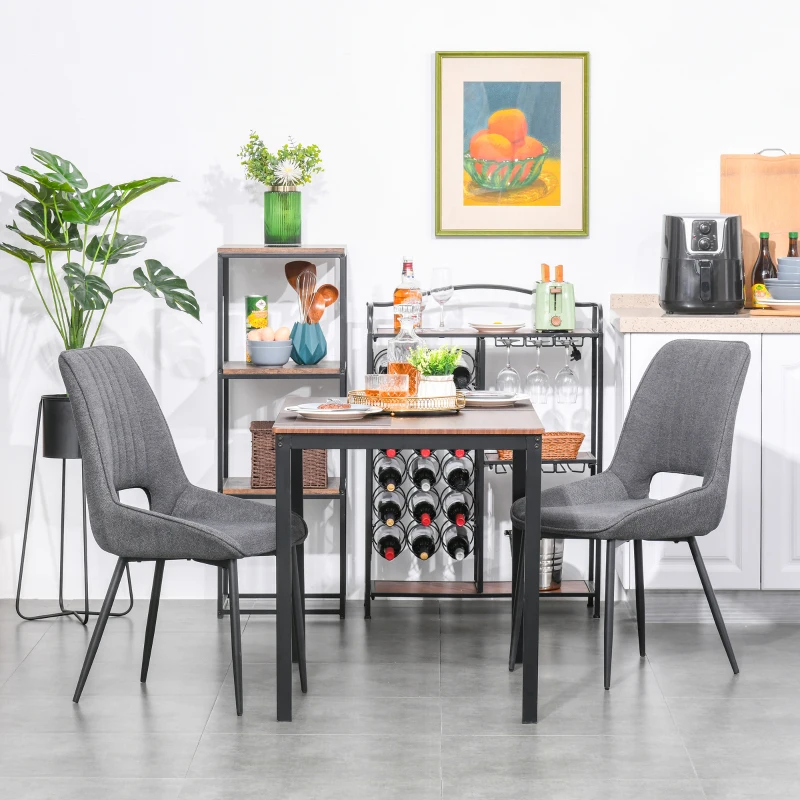 HOMCOM Set 2 Sedie Moderne e Imbottite per Cucina, Sala da Pranzo o Soggiorno, in Tessuto Grigio 59.5x50.5x92cm