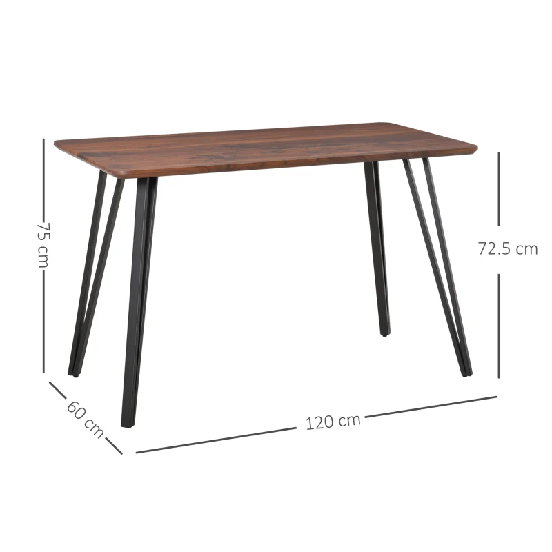 HOMCOM Tavolo da Pranzo Stile Industriale, Tavolo da Cucina Moderno in Legno Rettangolare 120x60x75cm Nero e Color Noce