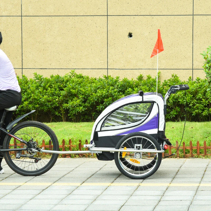 HOMCOM PRZYCZEPA DO ROWERU JOGGER 2w1 fioletowa