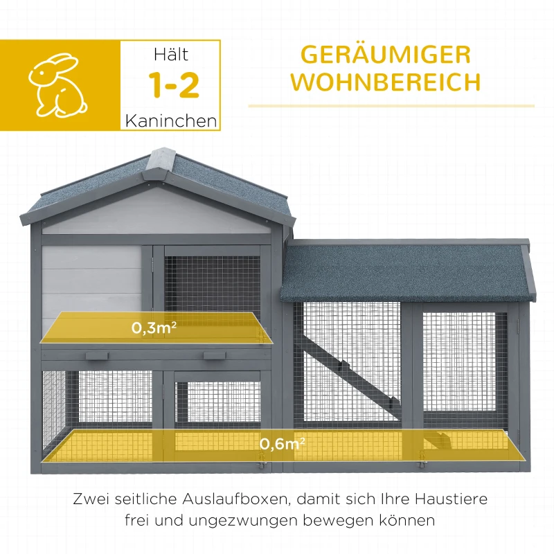 PawHut klatka dla małych zwierząt z wolnego wybiegu na zewnątrz z drewna jodłowego w kolorze szarym