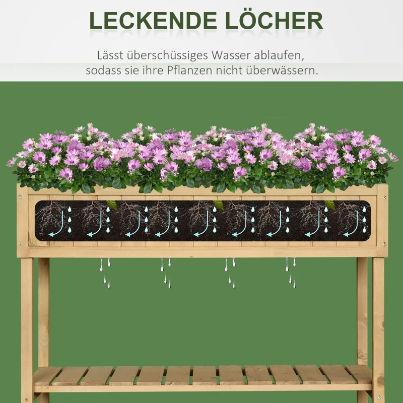 Plantentafel verhoogd bed plantenbak kweektafel 6 x vakken vurenhouten aflegvlak + afvoer
