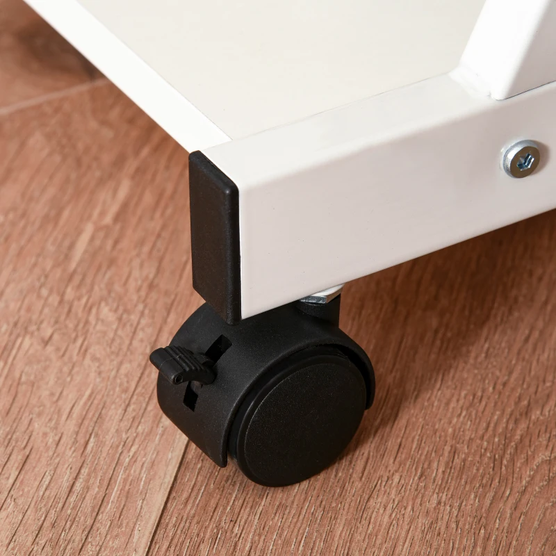 HOMCOM Movable Computer Desk with 4 Moving Wheels Sliding Keyboard Tray Home Office Workstation White