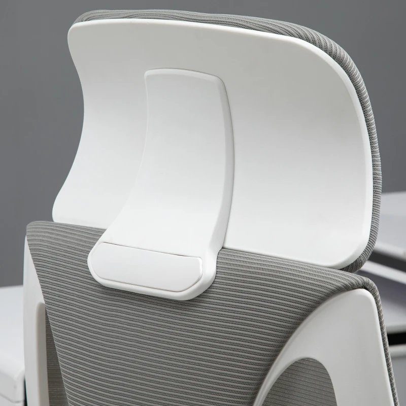 Vinsetto Mesh Massage Office Chair w/Pillow&Headrest Adjustable Height High Back Rocking Armrest Home Office Grey