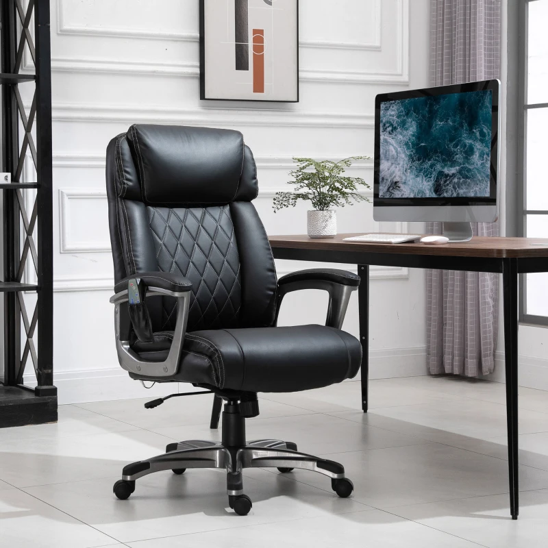 Vinsetto Massage Office Chair High Back with Armrest 6-Point Vibration Executive Chair with Adjustable Height Black