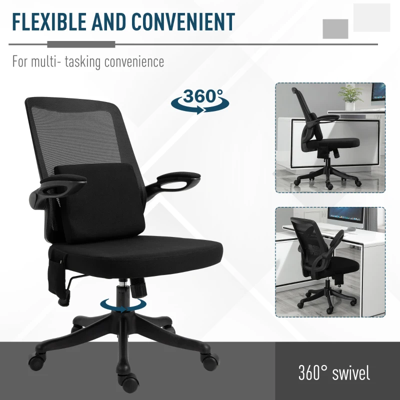 Vinsetto Office Chair 2-Point Massage Executive Ergonomic USB Power Mesh Design 360° Swivel with Lumbar Support, Black