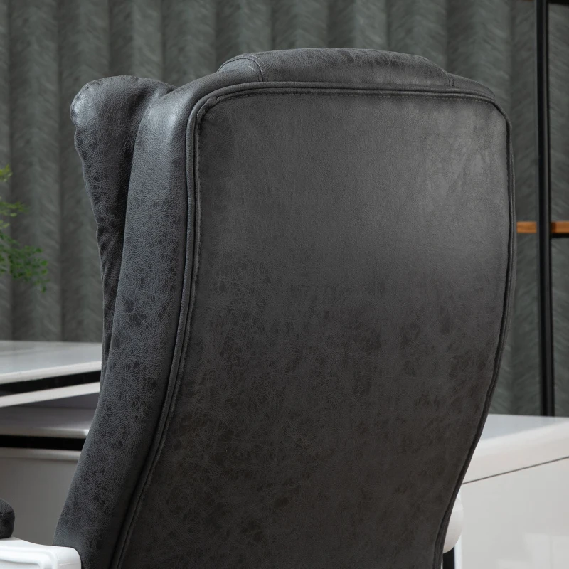 Vinsetto Bürostuhl Drehstuhl mit Liegefunktion Fußstütze Bürosessel Sitzhöhenverstellung Stuhl Schreibtischstuhl Mikrofaser Kunststoff Metall Nylon Schwarz+Dunkelgrau 63 x 71 x 110-118 cm