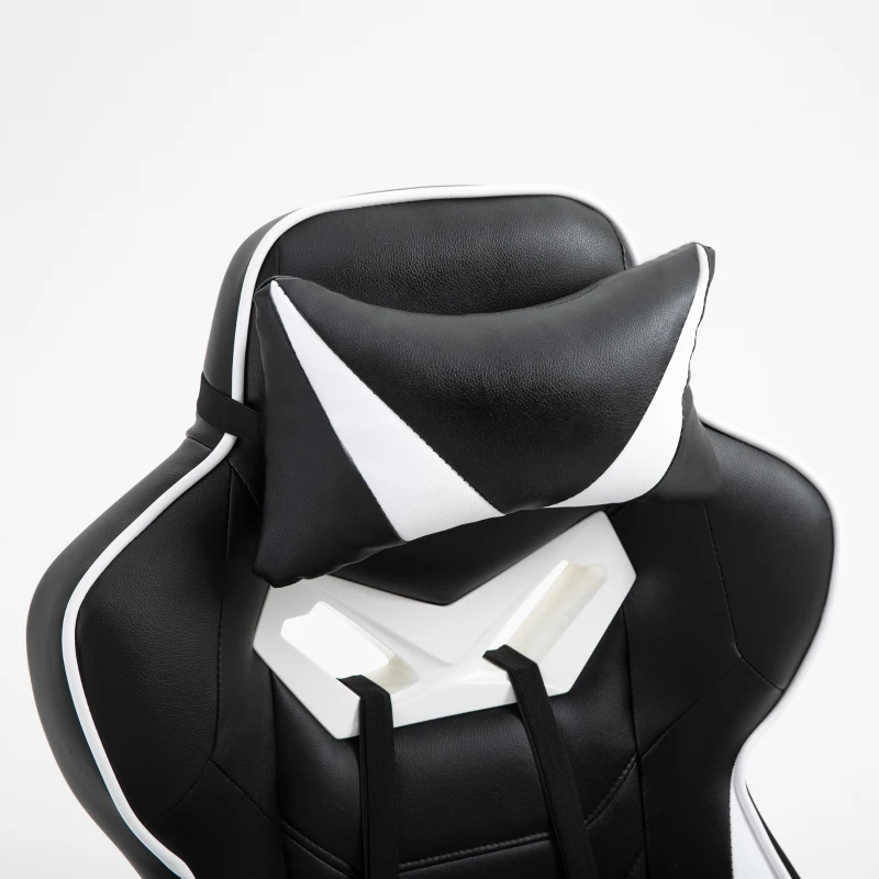 Vinsetto Racing Gaming Chair Adjustable Height Recliner with Wheels, Headrest,Lumbar Support Retractable Footrest Home Office