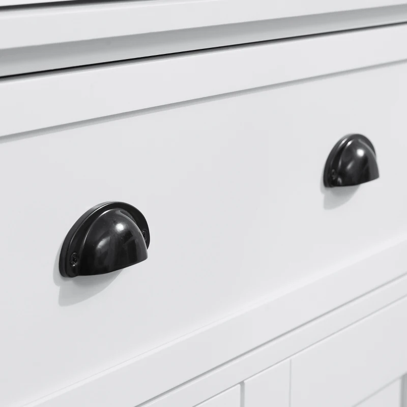 HOMCOM Freestanding Kitchen Cupboard, 184cm Tall Storage Cabinet with Doors and Shelves, Traditional Colonial 4-Door Kitchen Pantry Cupboard with Drawer, White