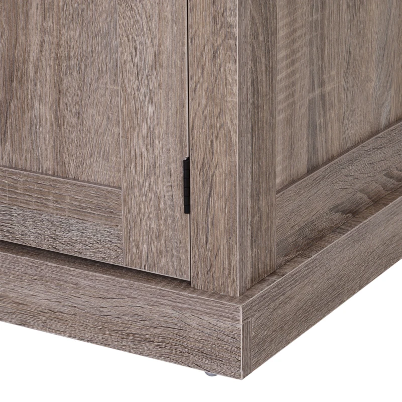 HOMCOM Freestanding Kitchen Cupboard, 184cm Tall Storage Cabinet with Doors and Shelves, Traditional Colonial 4-Door Kitchen Pantry Cupboard with Drawer, Dark Wood Grain