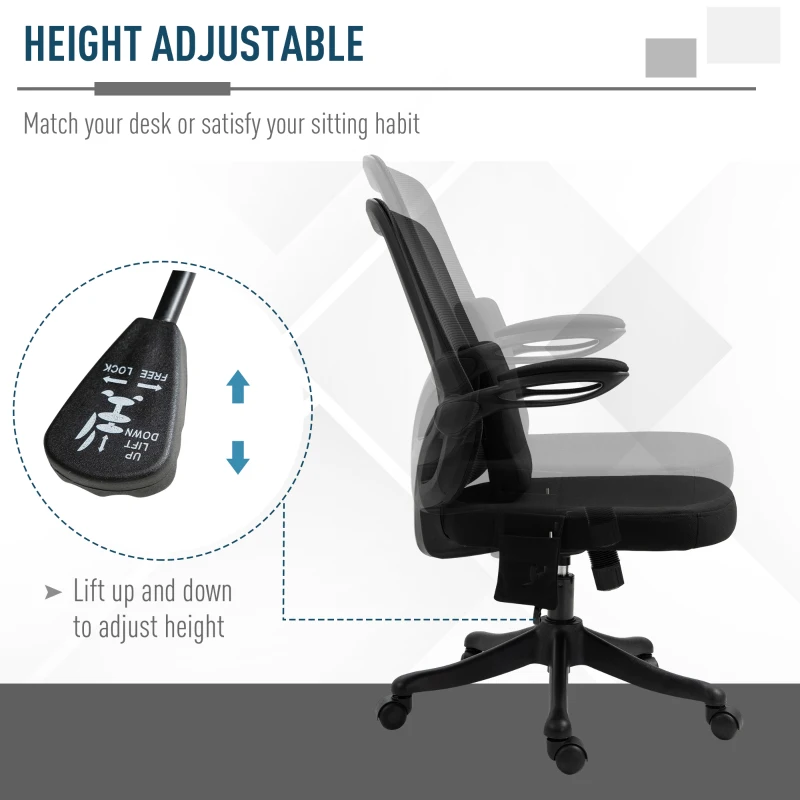 Vinsetto Office Chair 2-Point Massage Executive Ergonomic USB Power Mesh Design 360° Swivel with Lumbar Support, Black