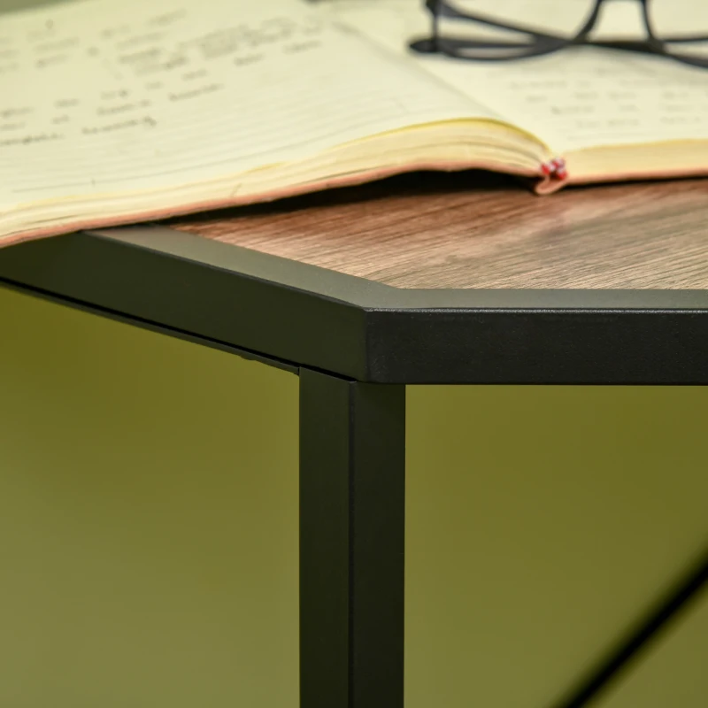 HOMCOM Bureau d'angle Table de travail Style Industriel cadre en métal et Plateau en bois - dim. 80L x 80l x 77,5H cm