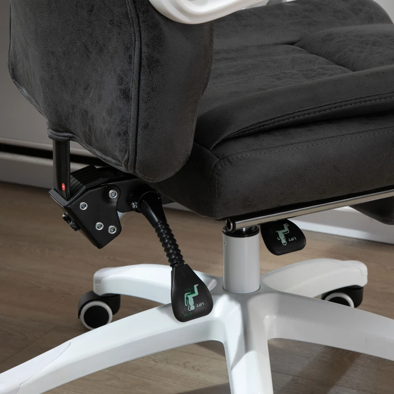 Vinsetto Bürostuhl Drehstuhl mit Liegefunktion Fußstütze Bürosessel Sitzhöhenverstellung Stuhl Schreibtischstuhl Mikrofaser Kunststoff Metall Nylon Schwarz+Dunkelgrau 63 x 71 x 110-118 cm