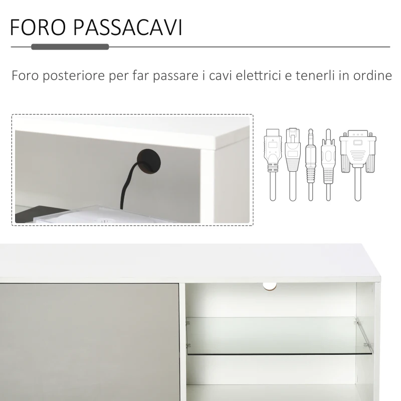 HOMCOM Mobile Porta TV Basso Design Moderno in Legno Bianco e Grigio per Soggiorno o Camera, TV fino a 42"