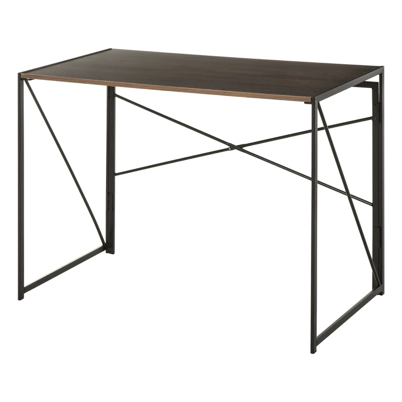 HOMCOM Computertisch, Schreibtisch, PC Tisch, Bürotisch,Industrie-Design, Spanplatte, Stahl, Braun 100 x 50 x 72,5 cm
