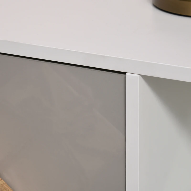 HOMCOM Mobile Porta TV Basso Design Moderno in Legno Bianco e Grigio per Soggiorno o Camera, TV fino a 42"