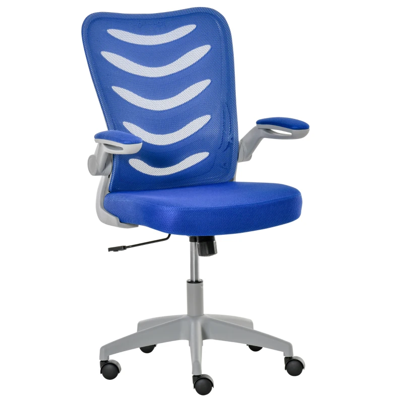 Vinsetto Sedia da Ufficio Ergonomica, Poltrona Girevole, Altezza Regolabile e Braccioli Sollevabili, 58.5x58x94.5-103.5cm, Blu