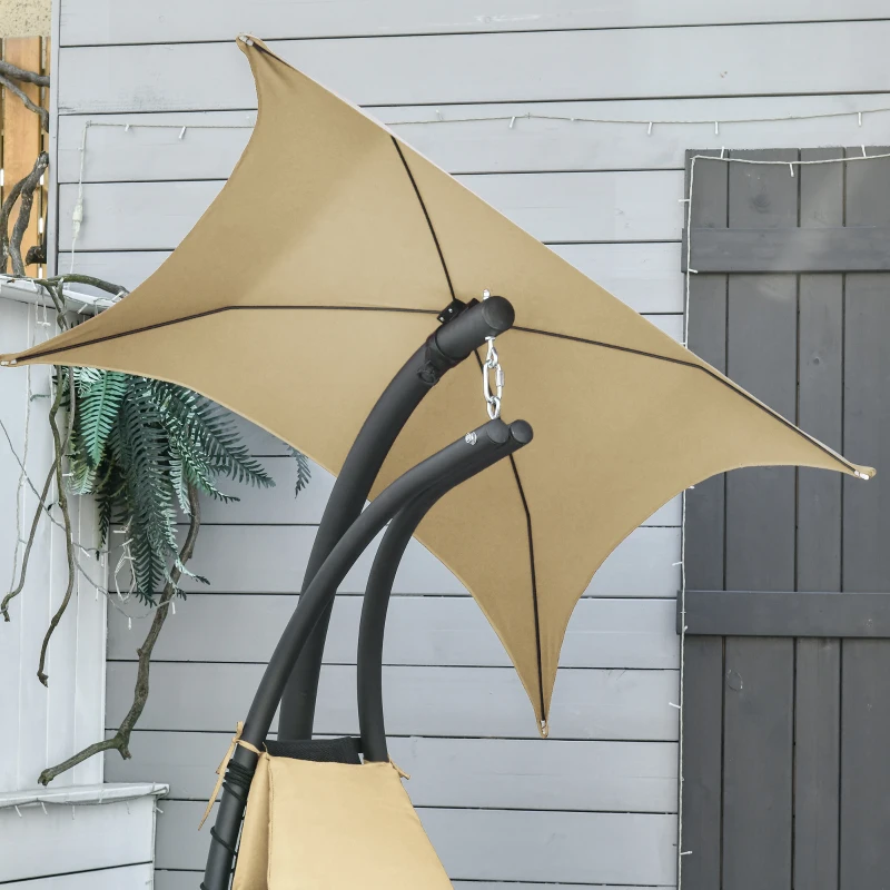 Outsunny Espreguiçadeira Suspensa com Chapéu de Sol com Proteção UV Espreguiçadeira Baloiço Ergonómica para Jardim Pátio 190x110x190cm Bege