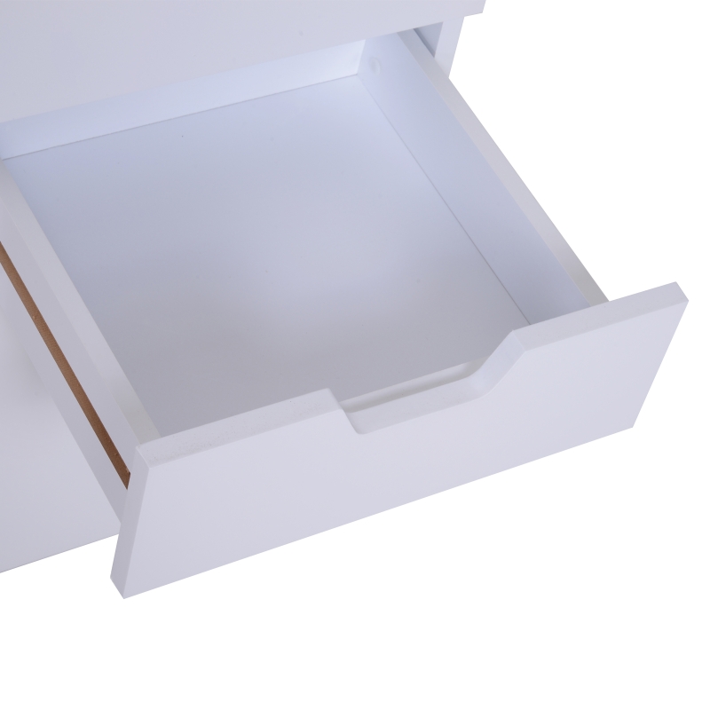 HOMCOM Rollcontainer, Bürocontainer mit 3 Schubladen, Büroschrank, Aufbewahrung, Container,4 Universalräder, Spanplatte, Weiß+Natur, 34 x 40 x 60,5 cm