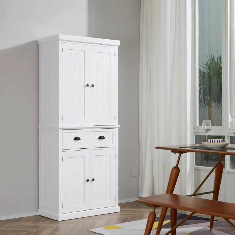 HOMCOM keukenkast servieskast met lade eetkamerkast 6 niveaus MDF wit
