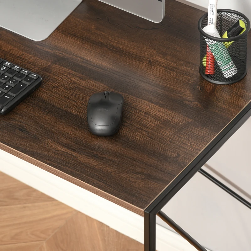 HOMCOM Computertisch, Schreibtisch, PC Tisch, Bürotisch,Industrie-Design, Spanplatte, Stahl, Braun 100 x 50 x 72,5 cm