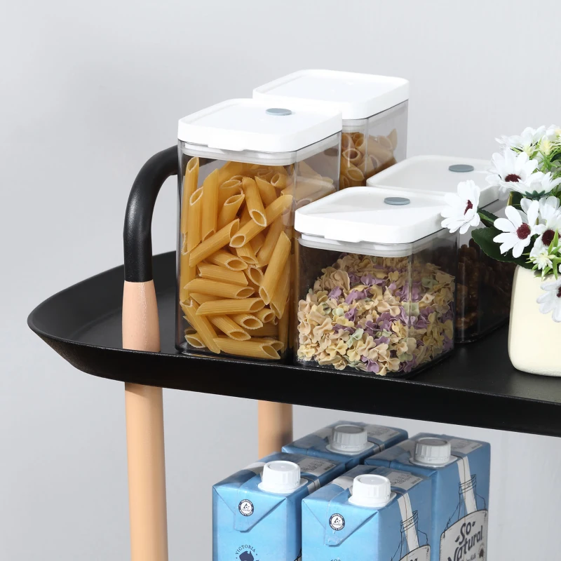 HOMCOM Carrello da Cucina in Metallo e Plastica, Portavivande con 3 Ripiani e 4 Ruote, Carrello Multiuso per Bagno Salotto Ufficio, Nero