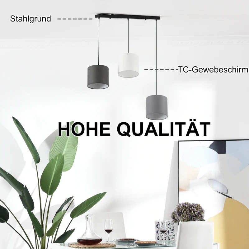 Lampa sufitowa Żyrandol z 3 wiszącymi łańcuchami i 3 oprawami żarówki E14