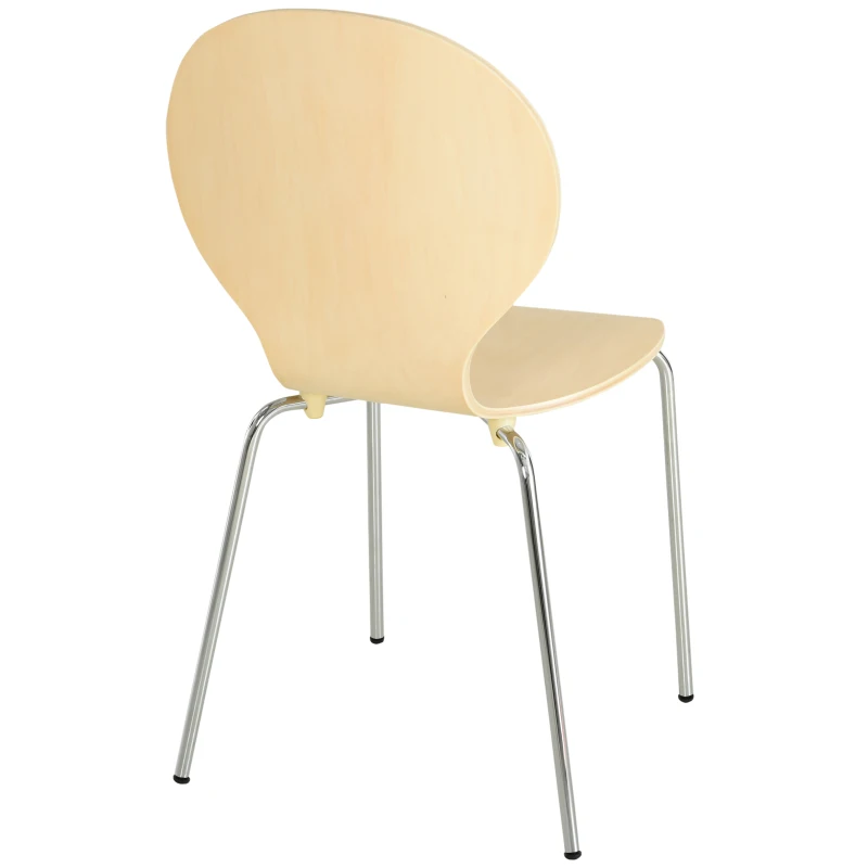 HOMCOM 4-er Set Esszimmerstühle Küchenstuhl Holzstuhl für Küche und Esszimmer mit Metallfüßen Massivholz Natur 45 x 50 x 88 cm