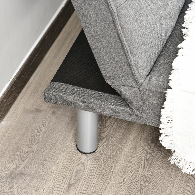 HOMCOM Schlafsofa Schlafcouch Sofabett 3-Sitzer Schlaffunktion Leinen Holzgestell Grau 175 x 83 x 74cm