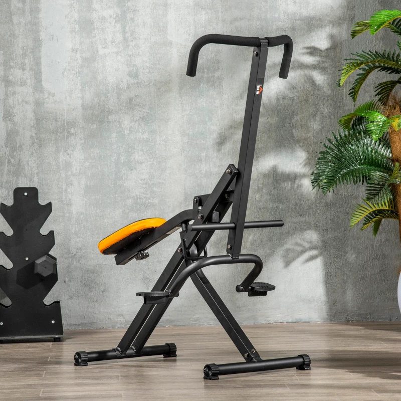 HOMCOM Appareil de fitness total crunch pliable pour crunch abdominaux squat avec assise réglable et poignées ergonomiques