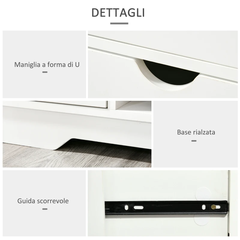HOMCOM Scarpiera Salvaspazio, Panca Scarpiera in Legno, Mobile Scarpiera da Ingresso, Bianca, 80.5x30.5x43.5cm