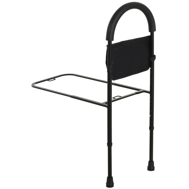 HOMCOM Bettgriff Bettaufrichter, Höhenverstellbare Aufstehhilfe, Haltegriff mit Aufbewahrungstasche, Schwarz, L72 x B36 cm