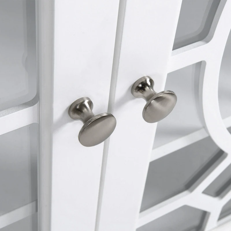 HOMCOM Kommode Sideboard Vitrinenschrank Küchenschrank Unterschrank Badzimmerschrank Bücherschrank Einlegeböden verstellbar MDF Glas weiß elegant 75,4 x 39,4 x 81,5 cm