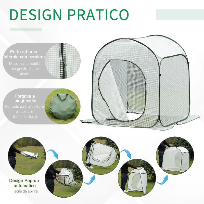 Outsunny Mini Serra Pieghevole Apertura Pop-Up con Sacca, 90x90x110cm