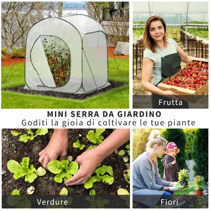 Outsunny Mini Serra Pieghevole Apertura Pop-Up con Sacca, 90x90x110cm